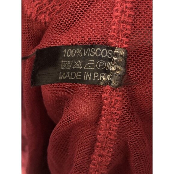 Francescas Lace Duster Kimono Cover-Up Womens OS Burgundy Boho Sheer Hippie Mesh - Picture 5 of 9